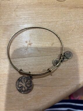 Alex and Ani Gold-Tone Four-Leaf Clover Charm Bangle